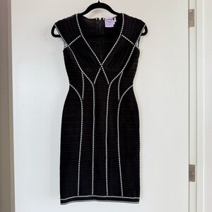 Herve Leger Black Dress with White Trim size Small